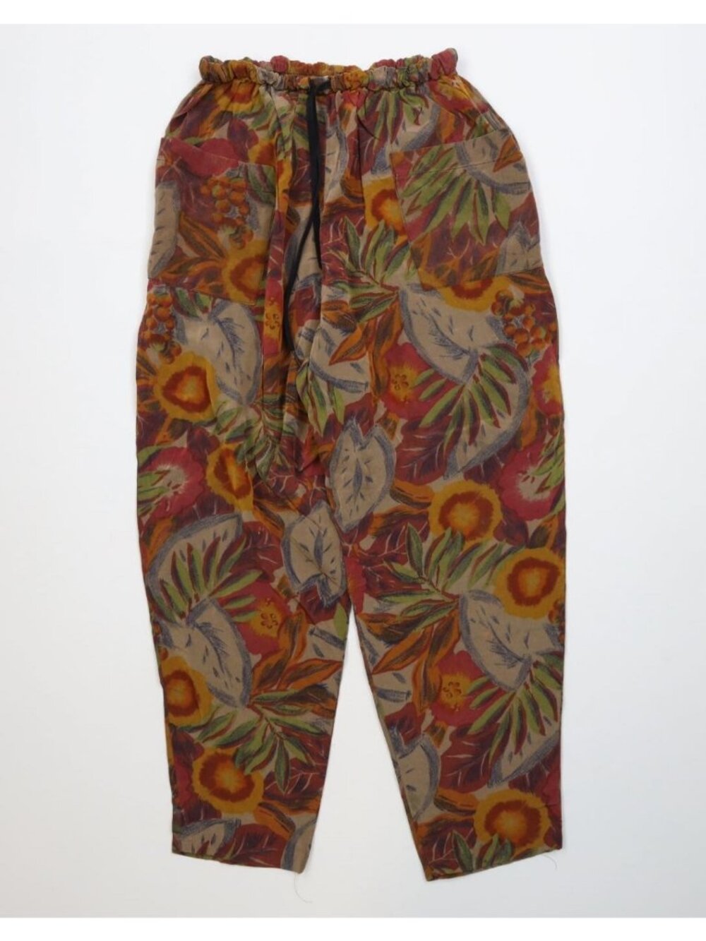 Vintage 90s Express Womens XS Rayon Gabardine Rainbow Flower Floral Harem Pants